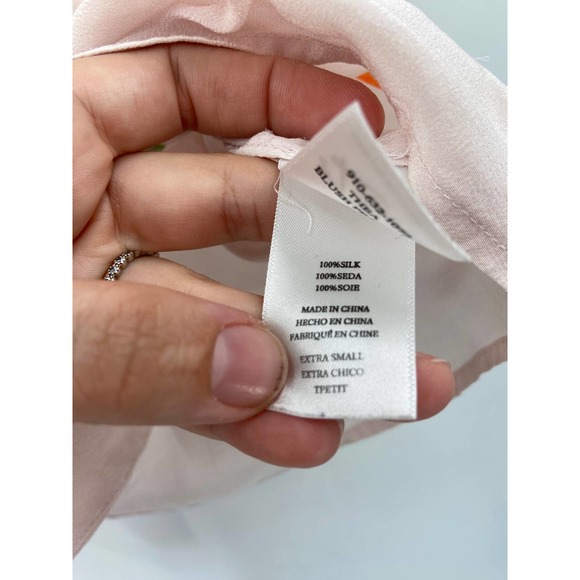 Rails Thea Peach Fruit Print Tie Waist Silk Button Front V-Neck Blouse Top XS - Picture 5 of 7